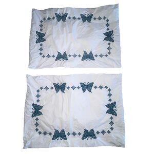 Pottery Barn Windsor Embroidered Butterfly Pillow Shams Set of 2 Standard
